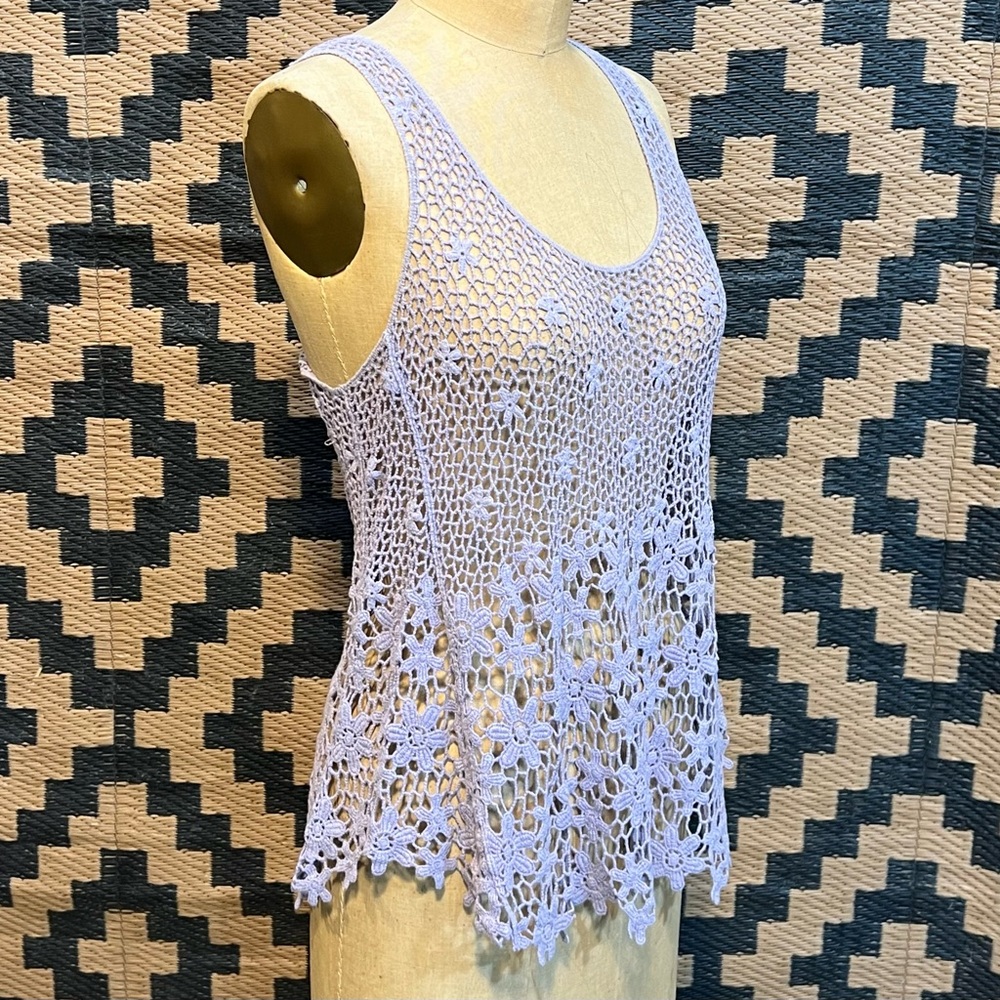 Lavender crochet floral tank top racer back layering beachy cottagecore boho y2k - Picture 3 of 11